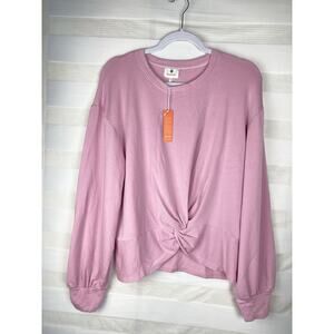 Sundry Twist Front Bubblegum Pink Top Long Sleeve Blouse Size XL /4